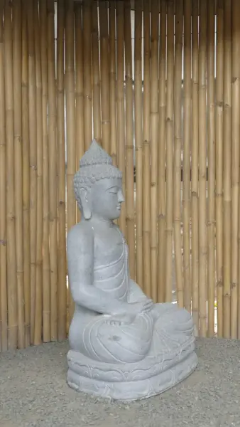 Product image 5 of the product “Seated Buddha made of Riverstone in Dhyana position - gesture of meditation, H.102,5 cm, natural. ”
